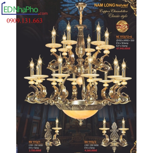 ĐÈN CHÙM CỔ ĐIỂN NC 1113/112+6