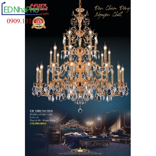 ĐÈN CHÙM CỔ ĐIỂN CĐ 1280/16+10+5