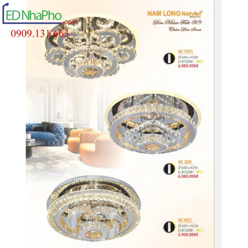 Đèn ốp trần pha lê NC 3101/ NC308 / NC802