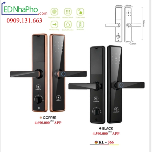 Khóa cửa nhôm vân tay KL-566