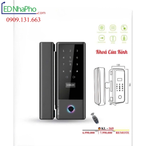Khóa cửa kính vân tay KL - 569