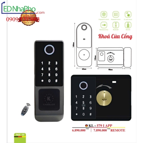 Khóa cổng vân tay ngoài trời KL579 I APP