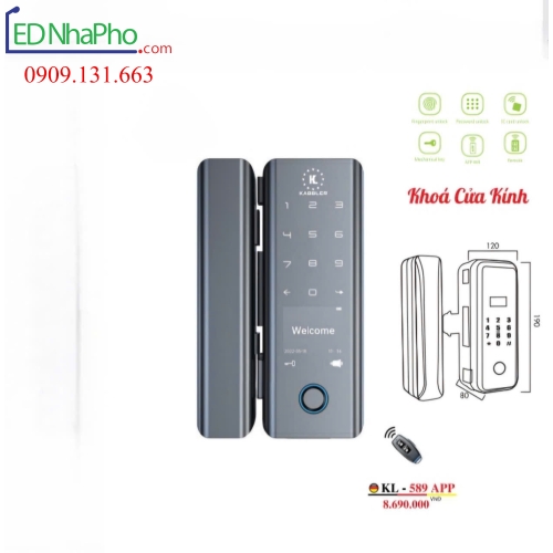 Khóa cửa kính vân tay KL - 589 APP