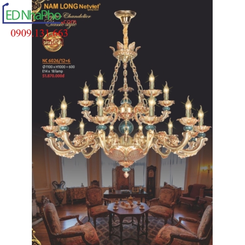 ĐÈN CHÙM CỔ ĐIỂN NC 6026/12+6