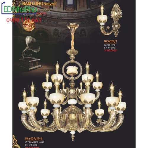 ĐÈN CHÙM CỔ ĐIỂN NC 6029/10+5