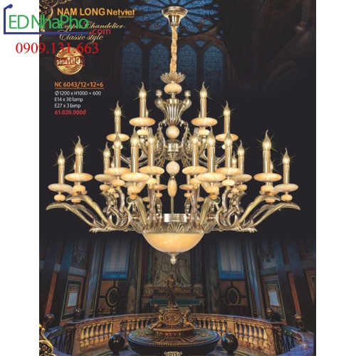 ĐÈN CHÙM CỔ ĐIỂN NC 6043/12+12+6