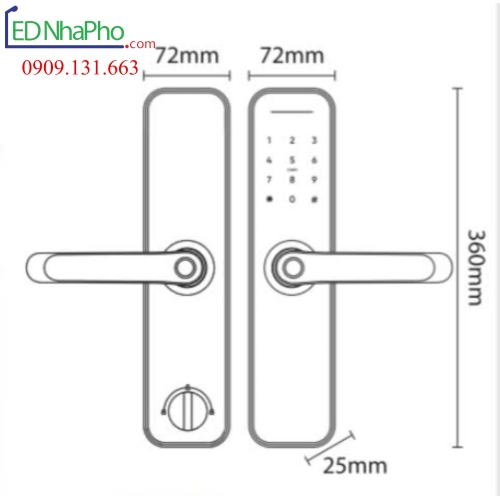 Khóa cửa nhôm vân tay KL - 696