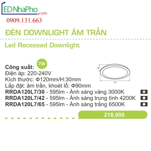 Đèn led âm trần Paragon RRDA Series