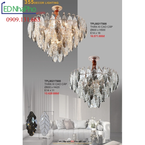 ĐÈN CHÙM PHA LÊ PHÒNG KHÁCH TPL8021T800