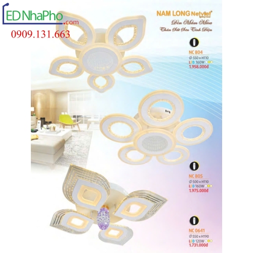 Đèn ốp trần phòng khách giá rẻ NC 804