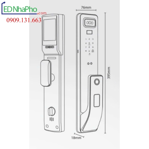 Khóa cửa nhôm vân tay KL-828F