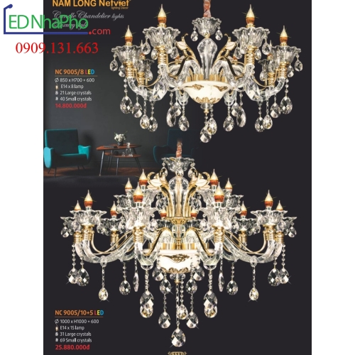 ĐÈN CHÙM TÂN CỔ ĐIỂN NC 9005/8LED