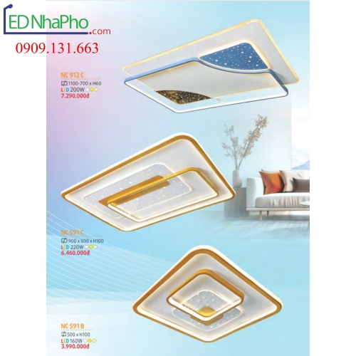 Đèn ốp trần Nam Long NC 912C/ NC 591B/NC 591C