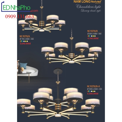 ĐÈN CHÙM TÂN CỔ ĐIỂN NC 9270/8