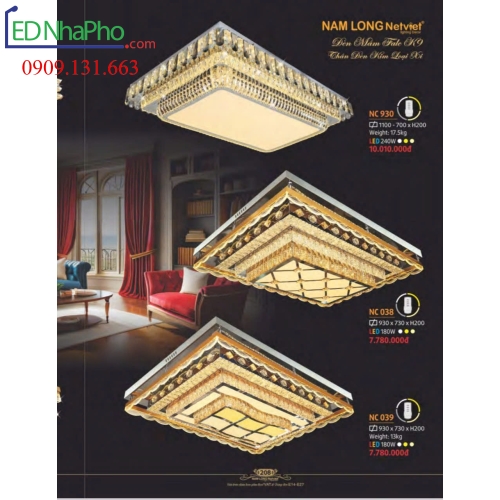 Đèn ốp trần Nam Long NC 930/NC 038/NC 039