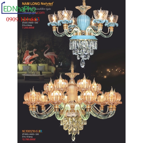 ĐÈN CHÙM TÂN CỔ ĐIỂN NC 9301/6LED