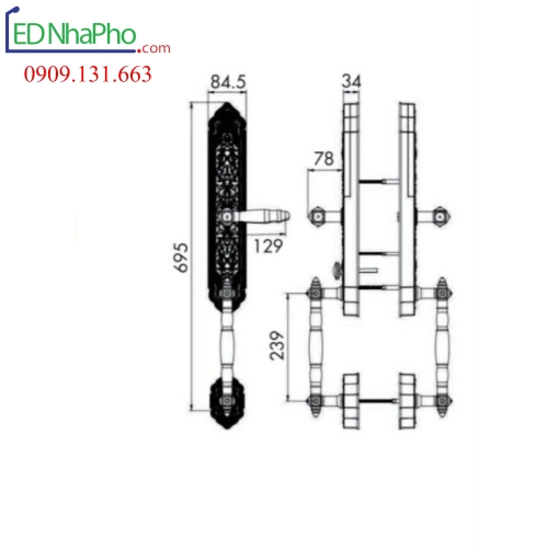 Khóa cửa gỗ vân tay KL-939F