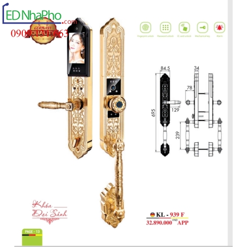 Khóa cửa gỗ vân tay KL-939F