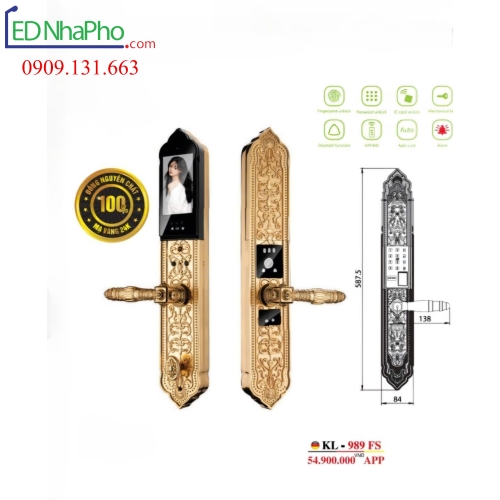 Khóa cửa gổ vân tay KL-989 FS