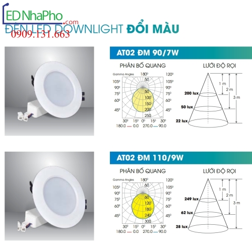 Đèn âm trần 3 chế độ Rạng Đông