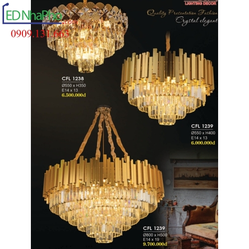 ĐÈN CHÙM PHA LÊ PHÒNG KHÁCH CFL1238/CFL1239