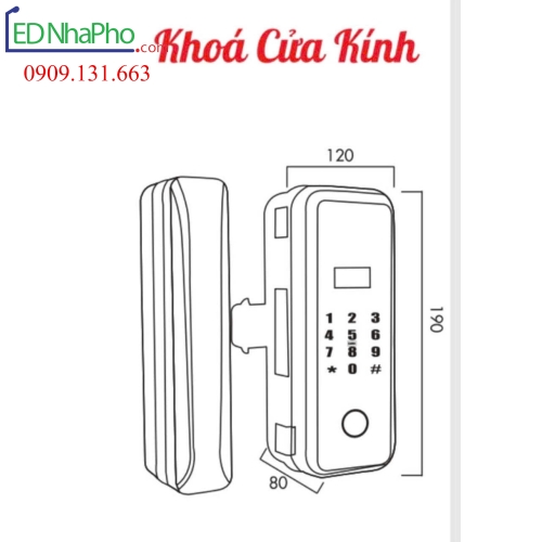 Khóa cửa kính vân tay KL - 569
