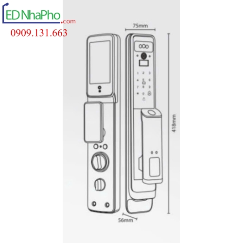 Khóa cửa nhôm vân tay KL838