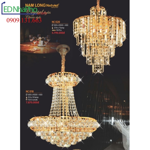 ĐÈN CHÙM PHÒNG KHÁCH NC018/NC020
