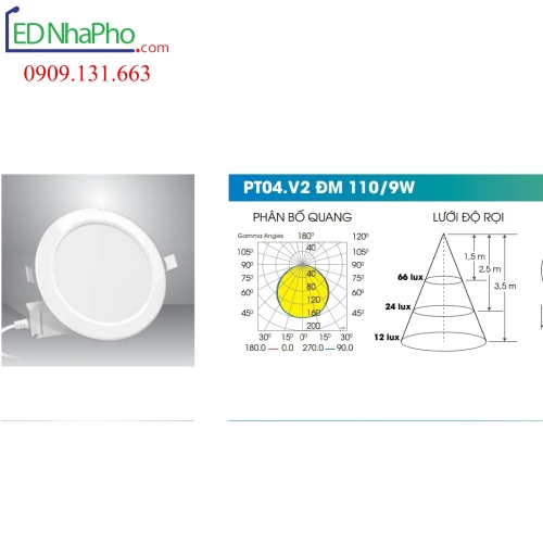 Đèn âm trần Rạng Đông PTO4.V2 ĐM